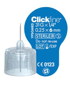 Clickfine® aiguille à stylo Diamond Tip 6 mm 31G diamètre 0,25 mm boîte de 100