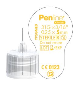 Penfine® aiguille à stylo Classic 5 mm 32G diamètre 0,25 mm boîte de 100