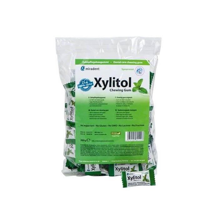 MIRADENT Chewing Gum au Xylitol - Fruits (Poche de 100 sachets de 2)